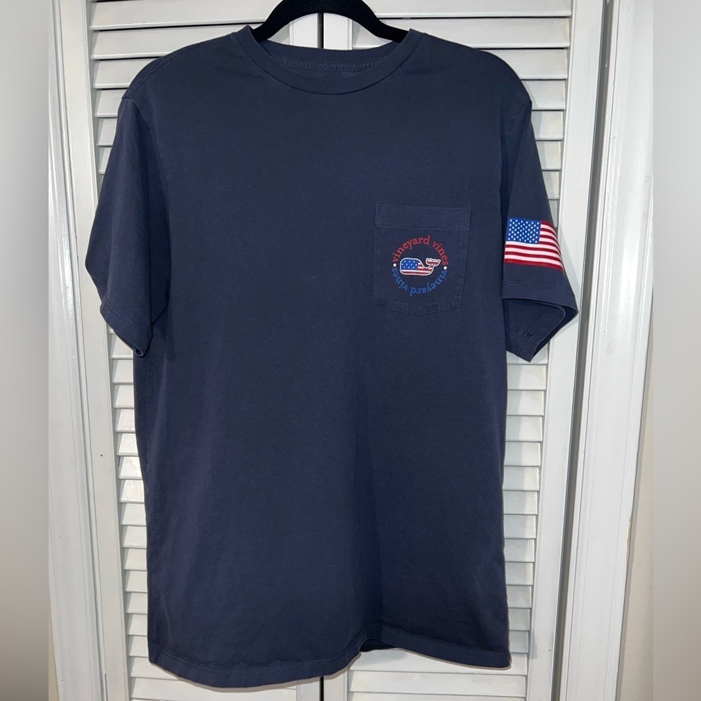 Vineyard Vines American Flag Whale Logo Crew Neck T-Shirt